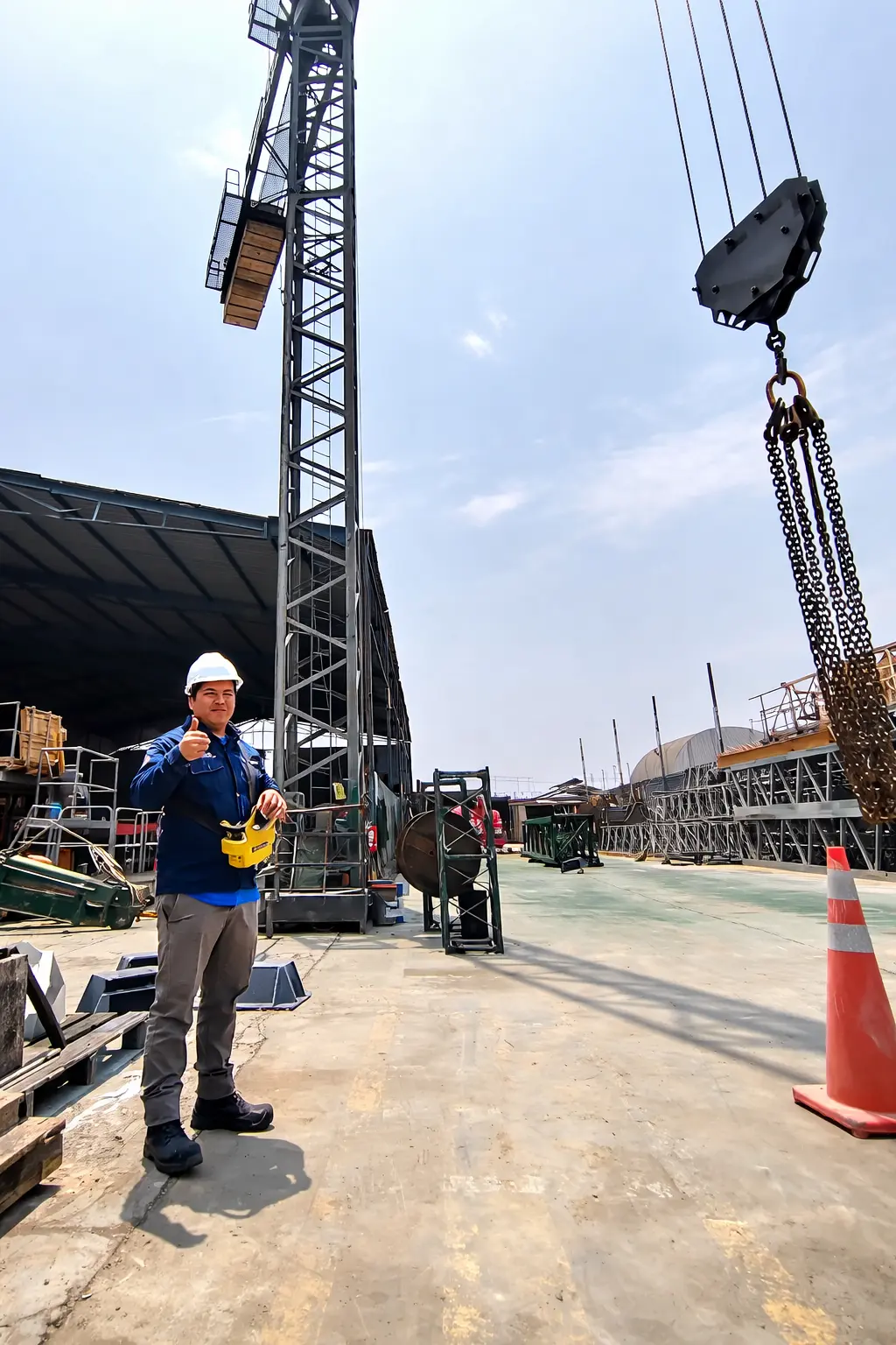 Entrenamiento avanzado para operador de grúa torre usando control remoto en obra ECAX